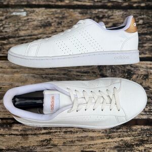 Adidas Women's Advantage Size 10 White Gold Leather Tennis Sneakers Shoes T1